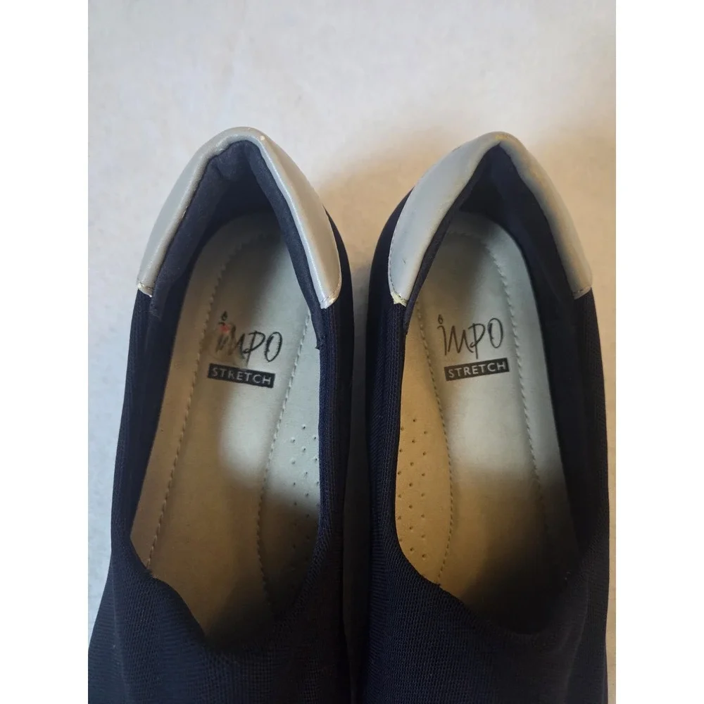 impo womens shoes,Navy‎ /Gray Wedge Heels,Size 9 M